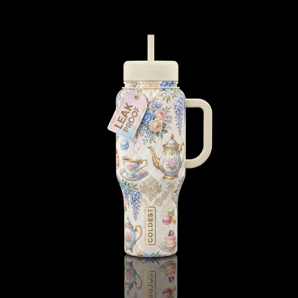 bridgerton teatime water bottle design