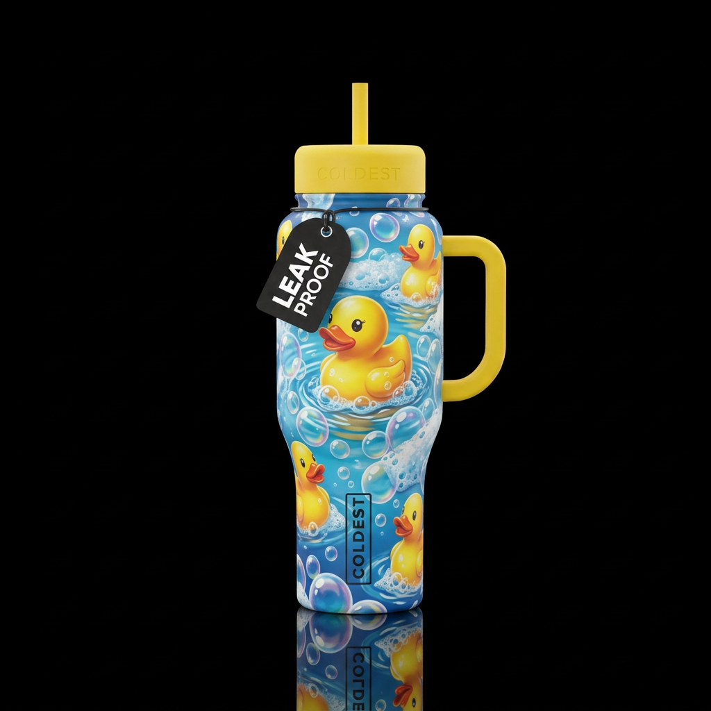 Rubber ducky bubble bath water bottle design