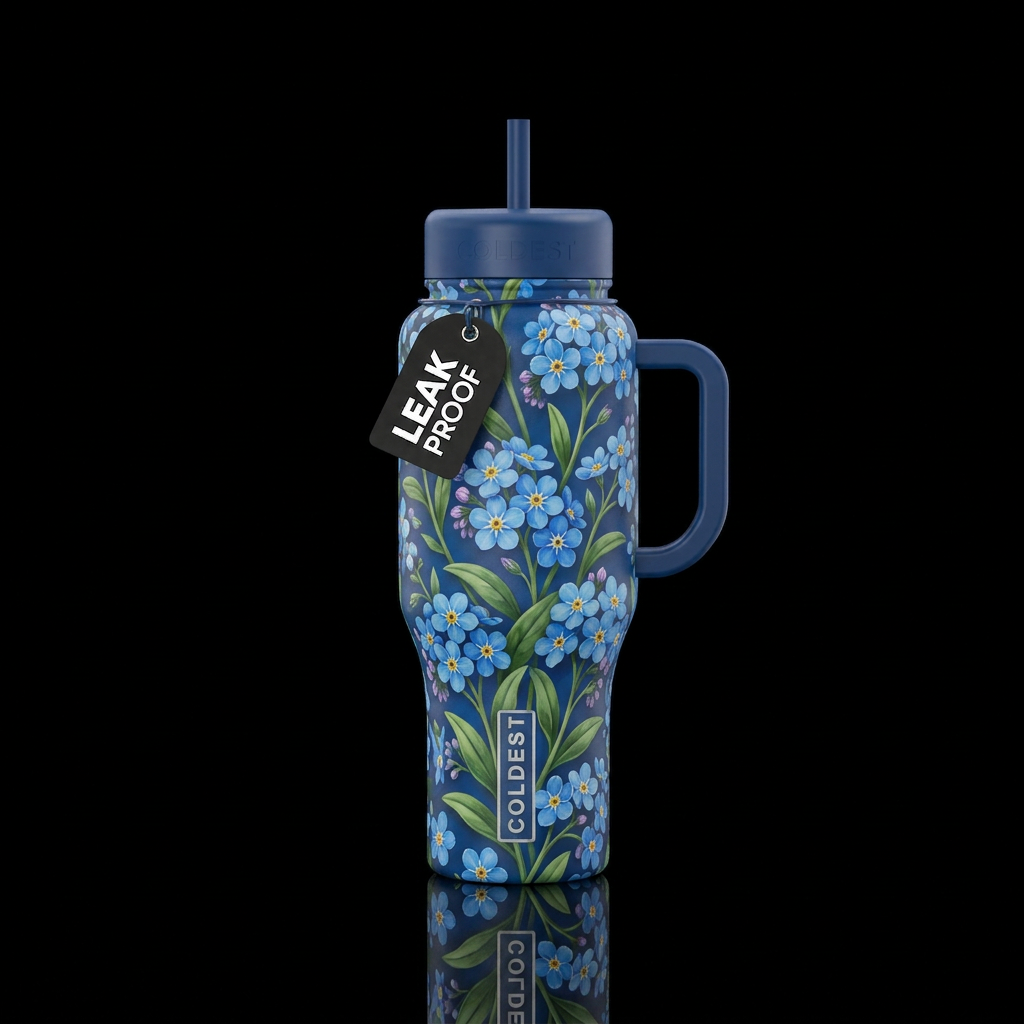 Forget me nots water bottle design