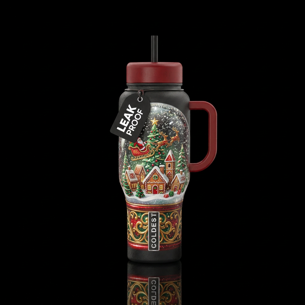 Christmas Snowglobe water bottle design
