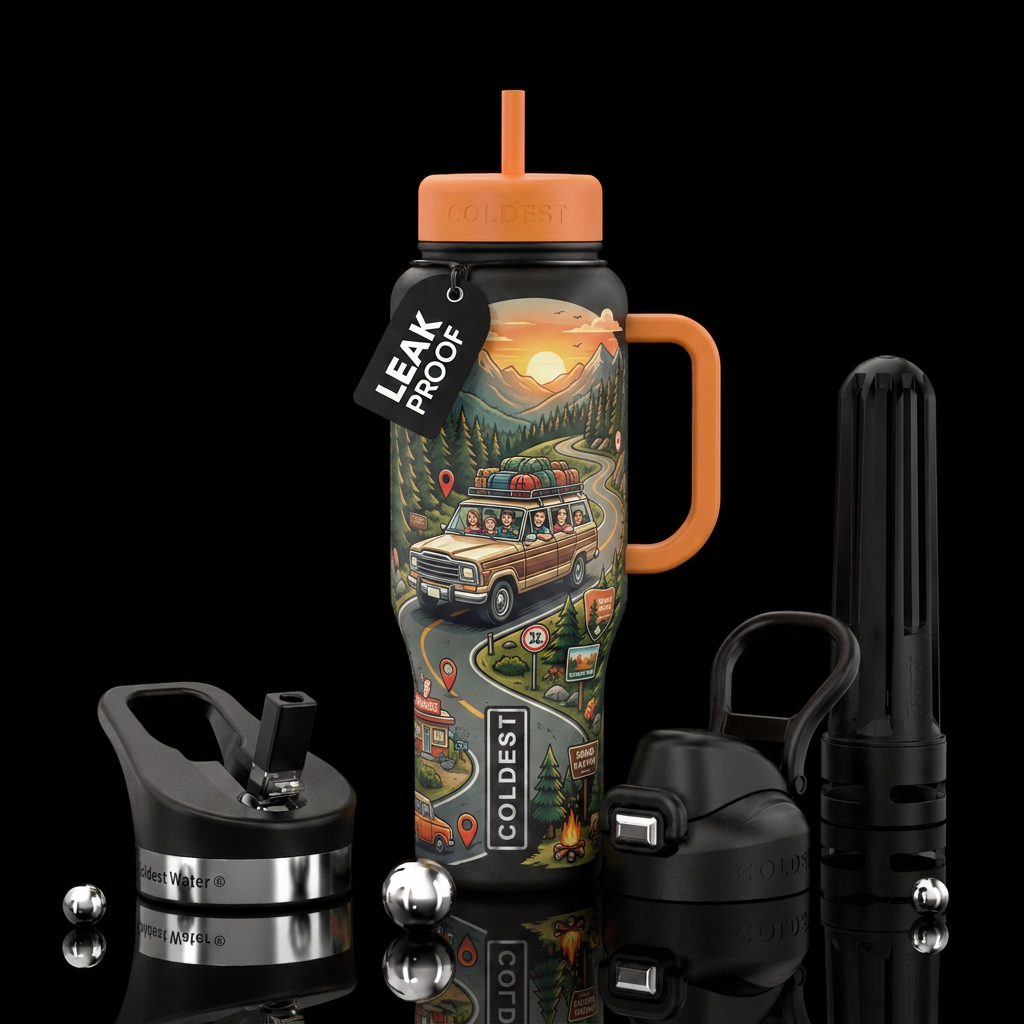 Family road trip water bottle design