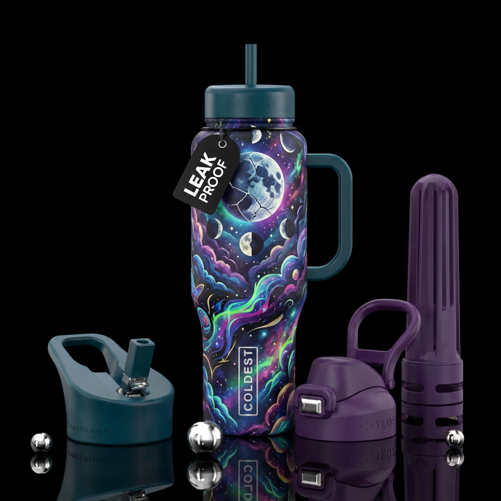 Sleepless nights abstract water bottle design