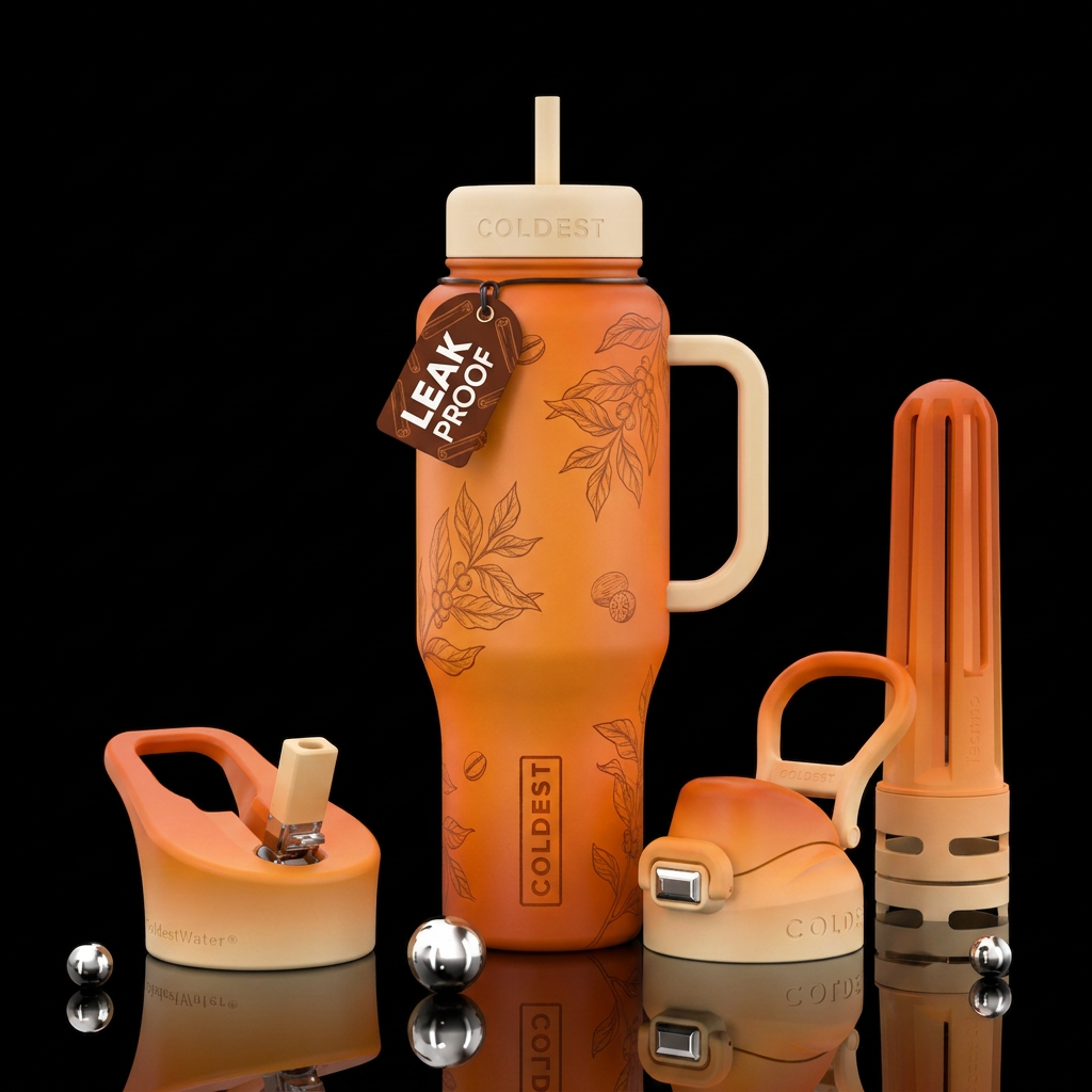 Pumpkin spice latte inspired bottle water bottle design