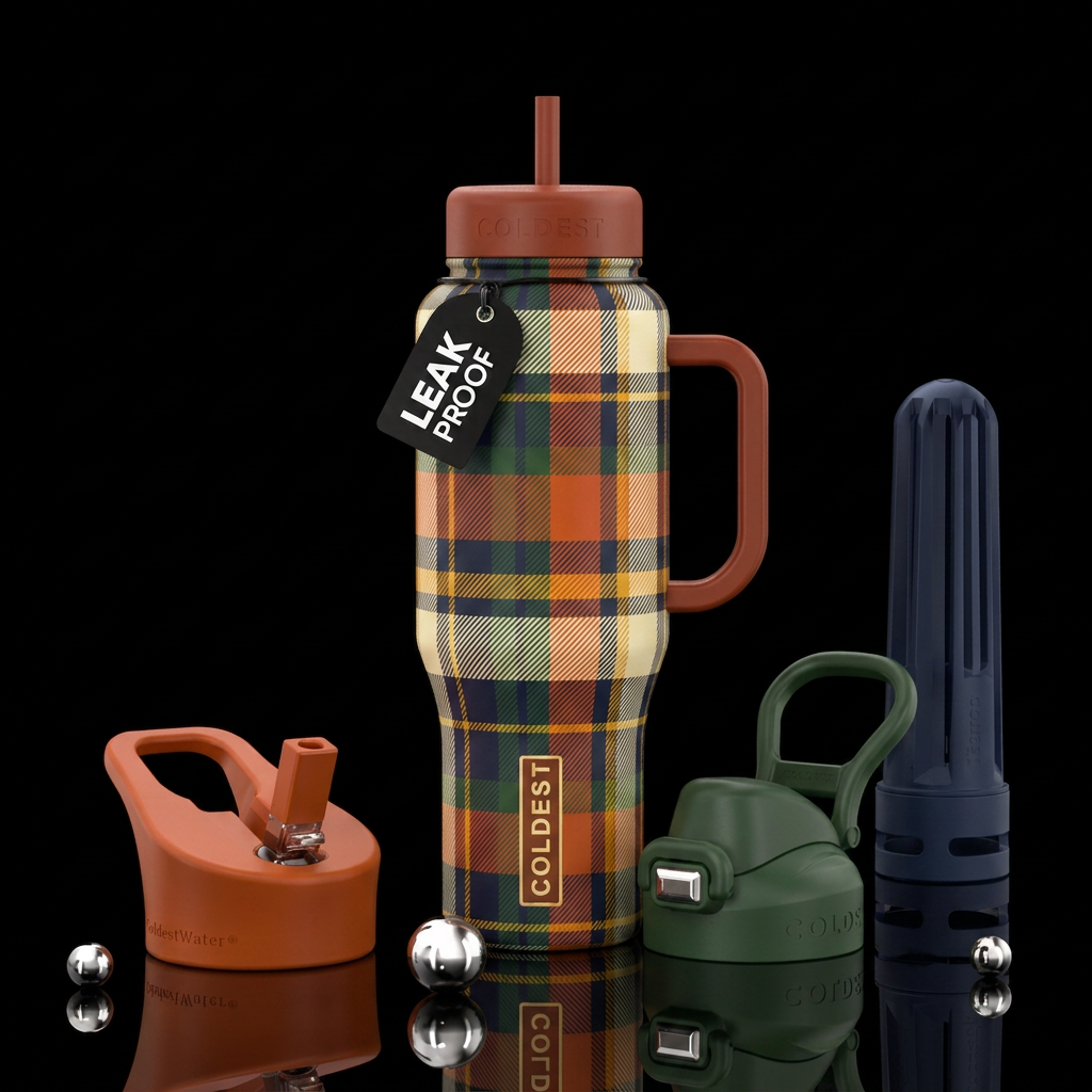 Fall plaid bottle water bottle design