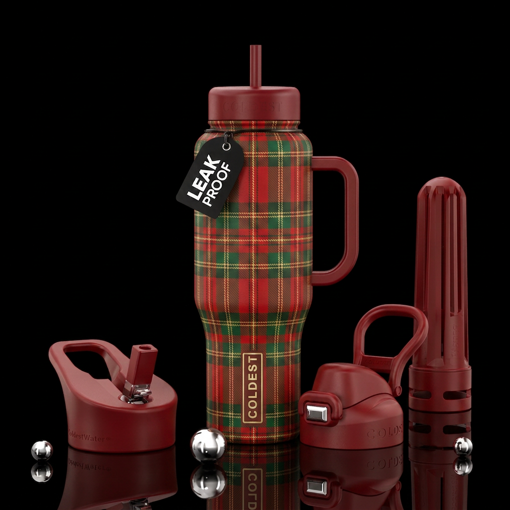 Christmas plaid bottle water bottle design