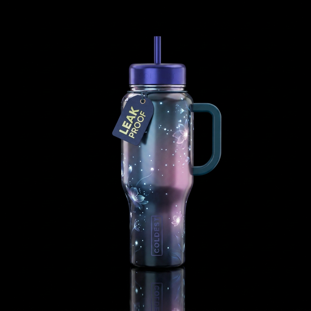 glowie, twilight, spring bloom water bottle design