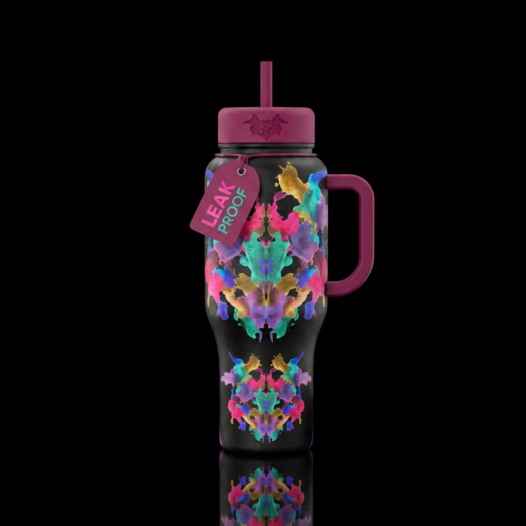 rorschach ink blot test water bottle design