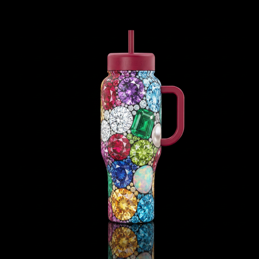 January-december birth stones water bottle design