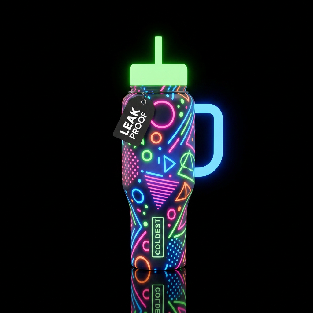 Glow party water bottle design