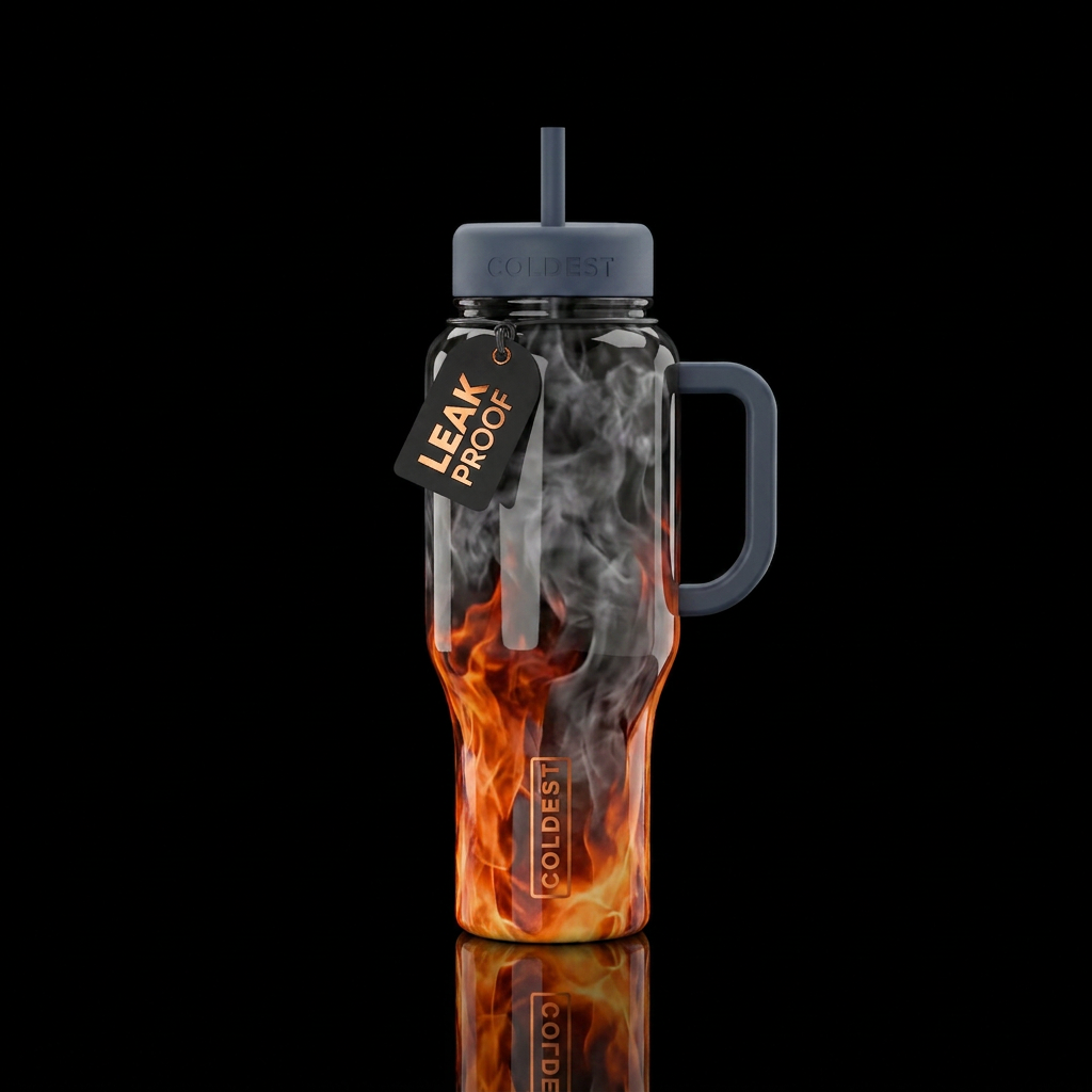 Smoke over fire water bottle design