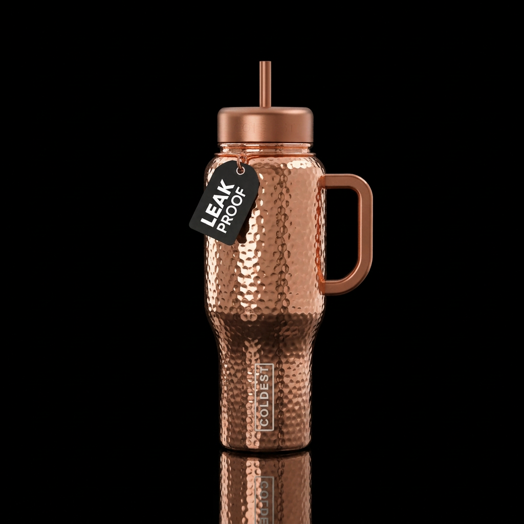Copper cup for a Moscow mule water bottle design