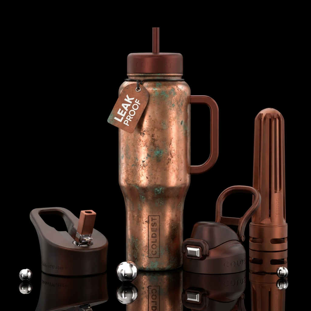 Aged copper water bottle design