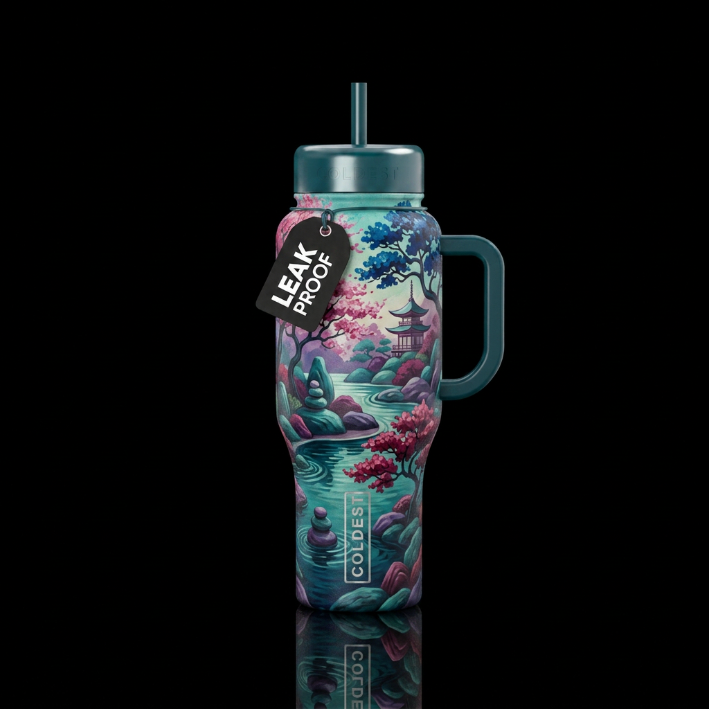 Zen peace and tranquility water bottle design