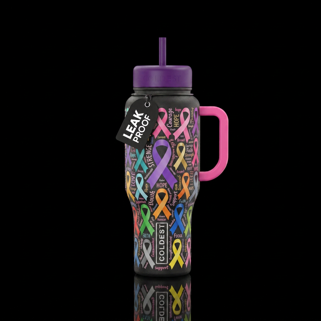 Cancer awareness water bottle design