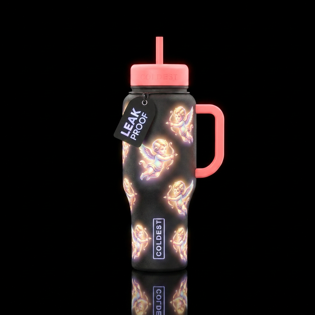 Glowing baby cupids water bottle design