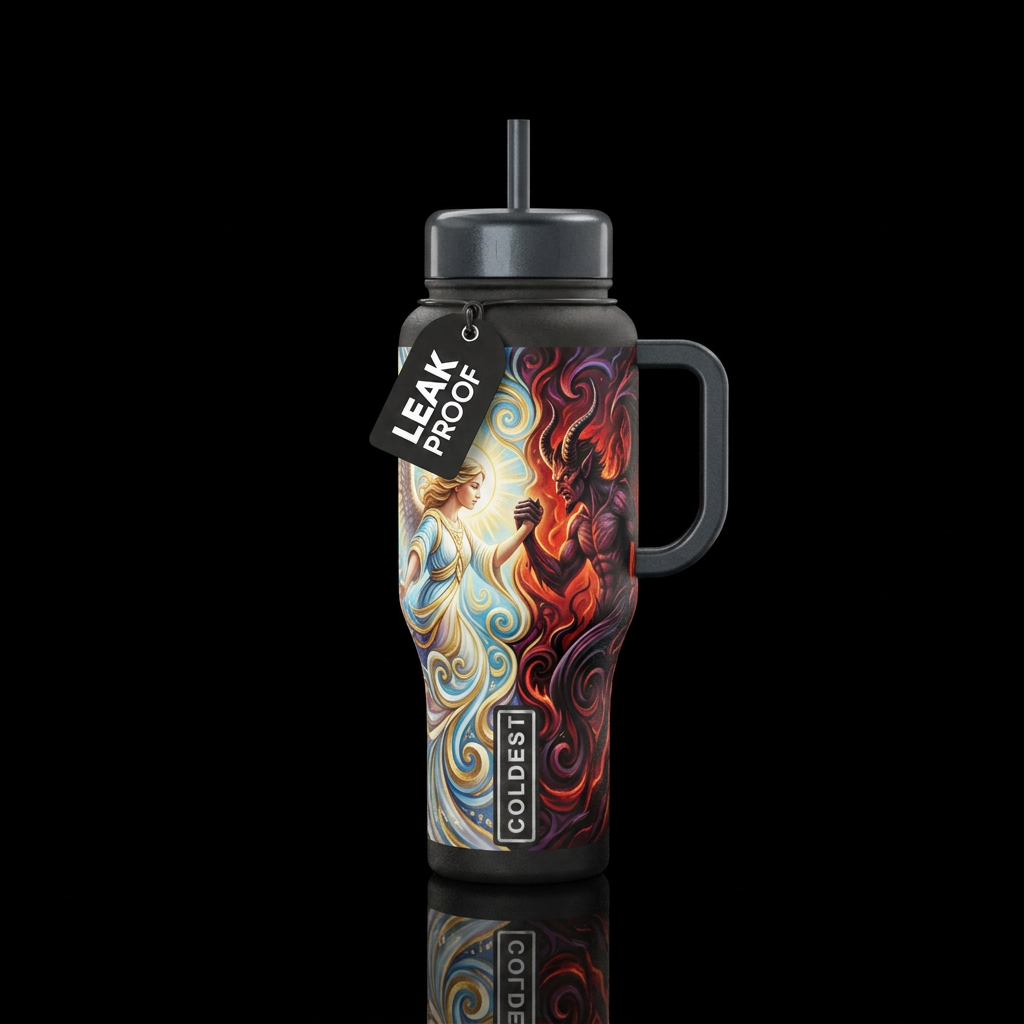 Good vs evil water bottle design