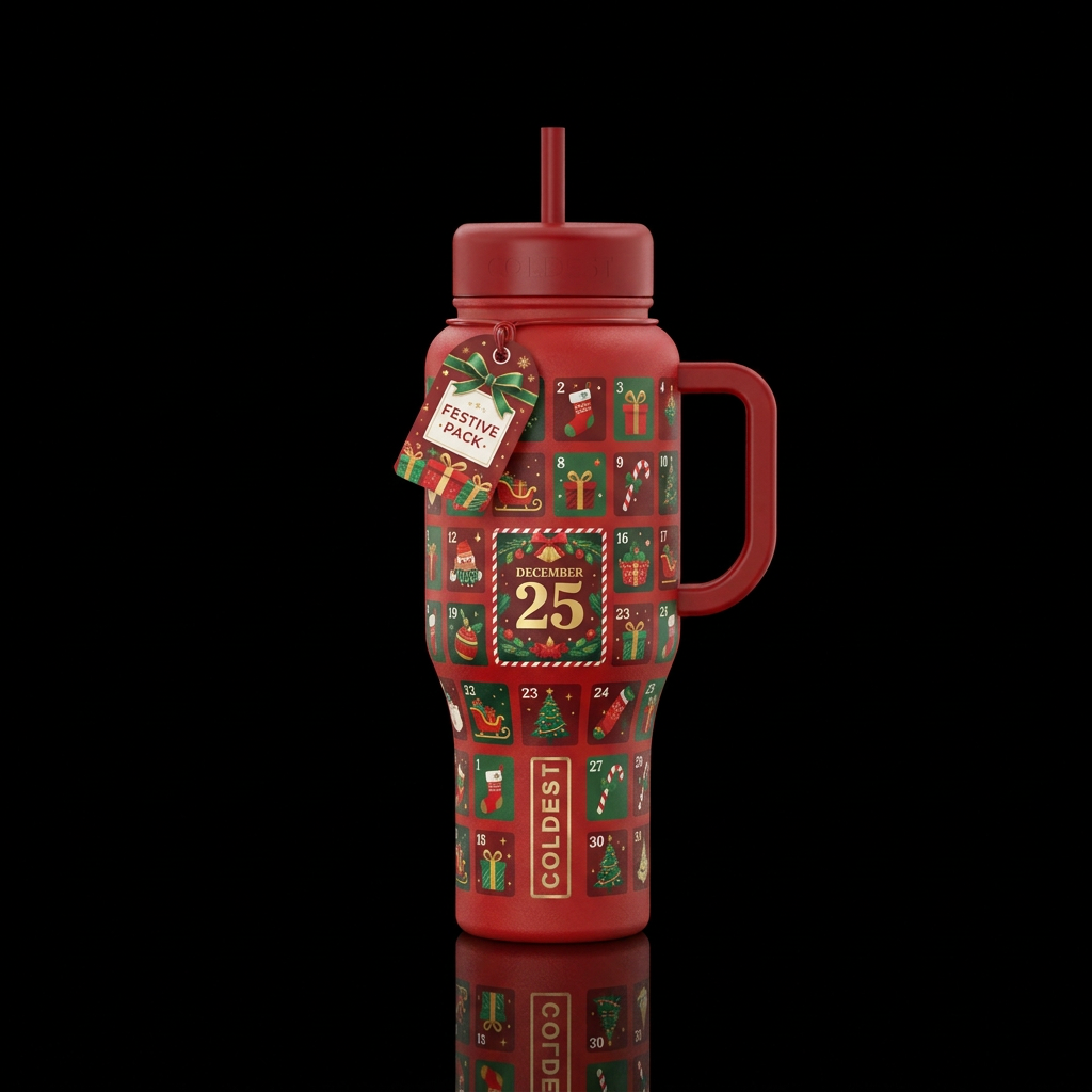 Calendar to christmas water bottle design
