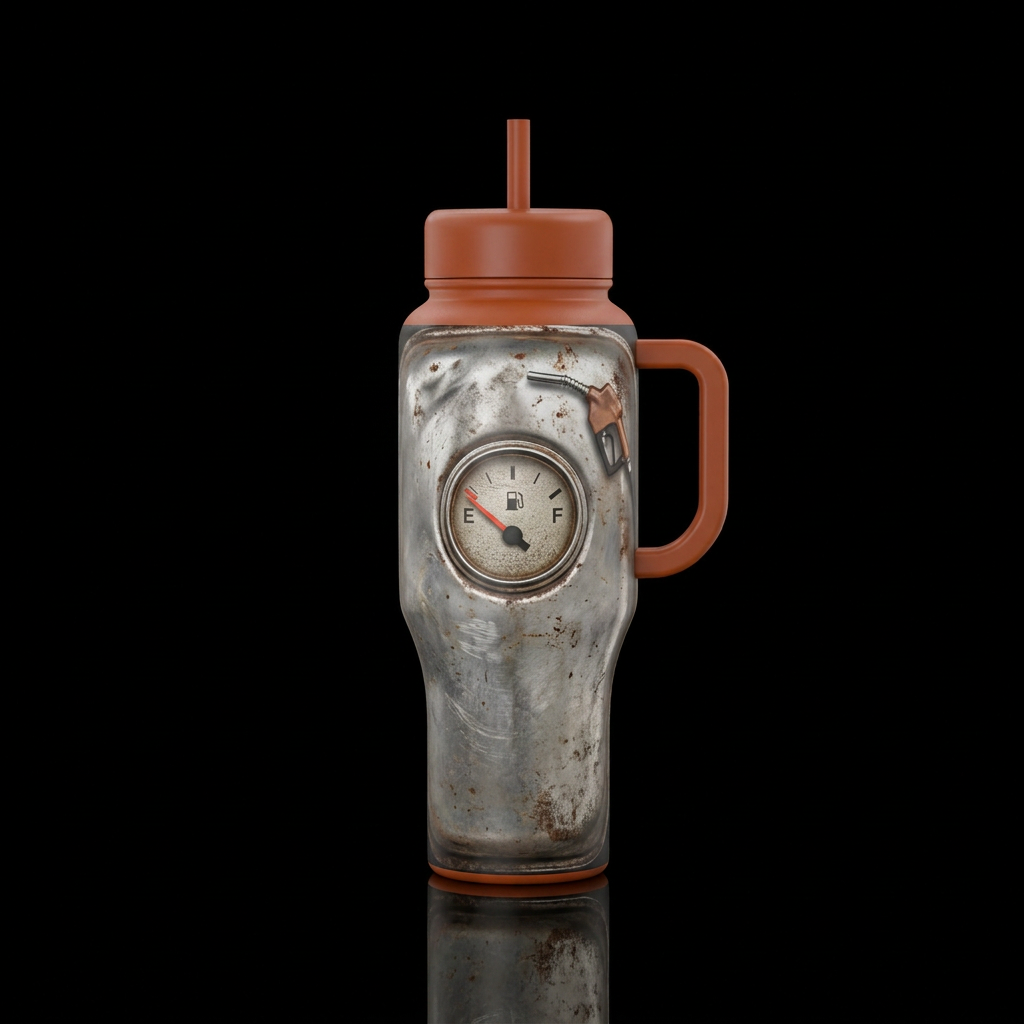 Empty gas tank water bottle design