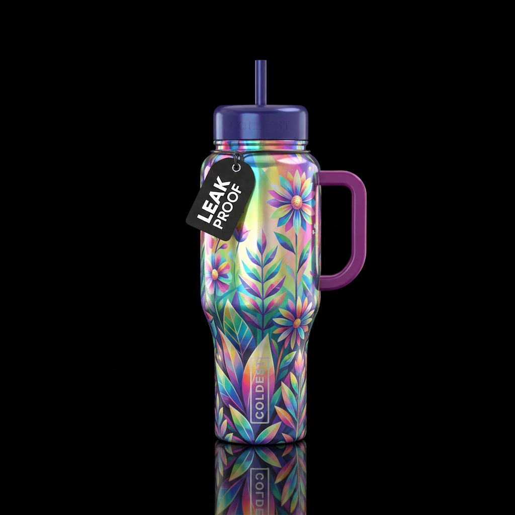 Colorful Prismatic garden water bottle design