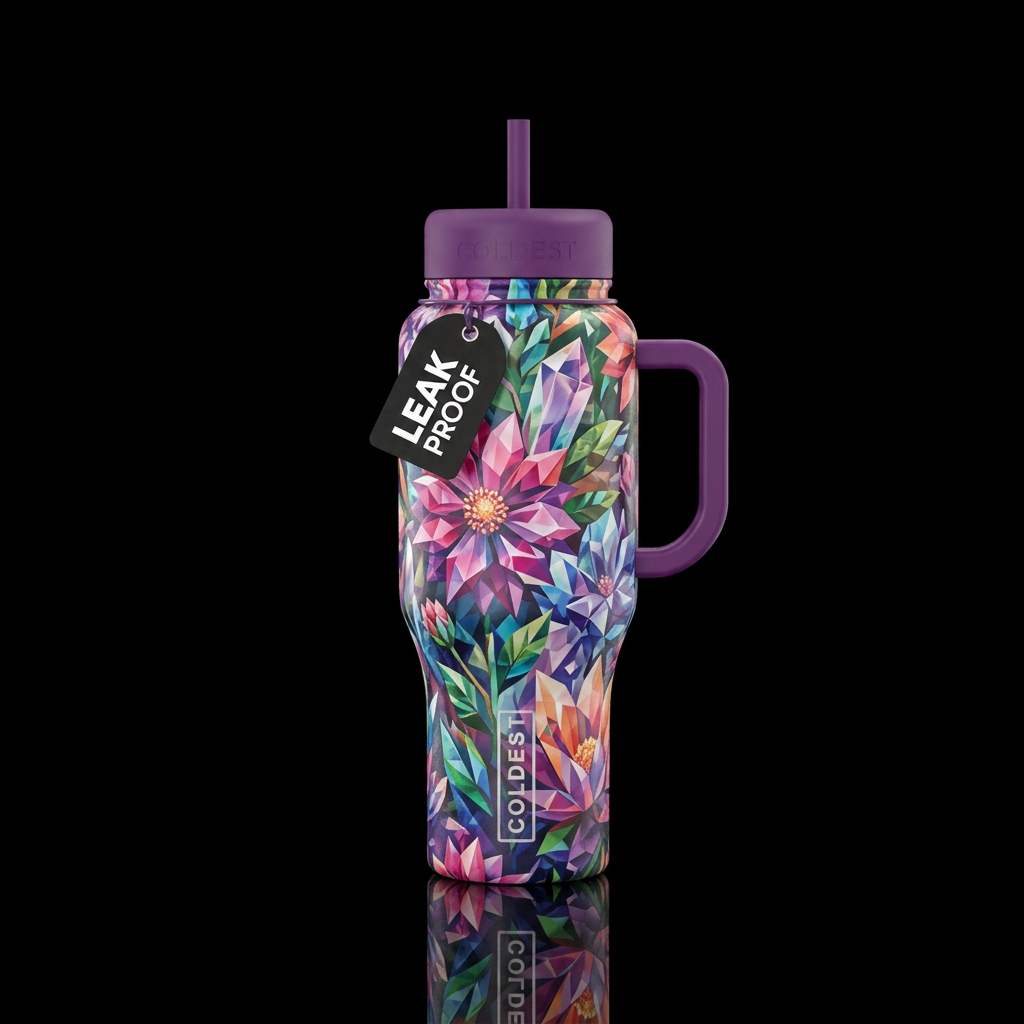 Colorful Prismatic garden water bottle design