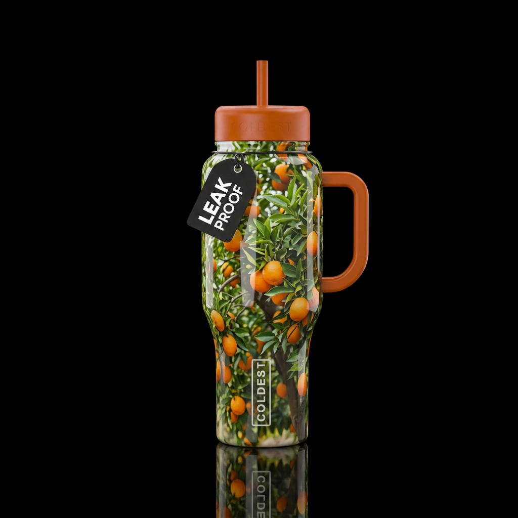 Orange tree grove water bottle design