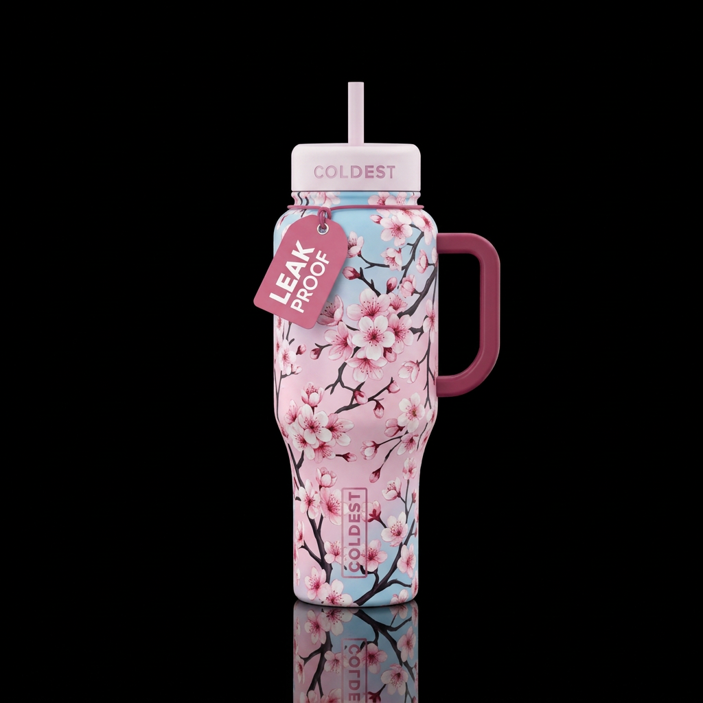 Famous cherry blossoms water bottle design