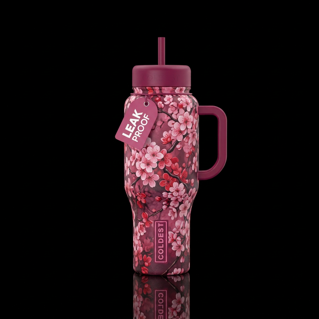 Famous cherry blossoms water bottle design