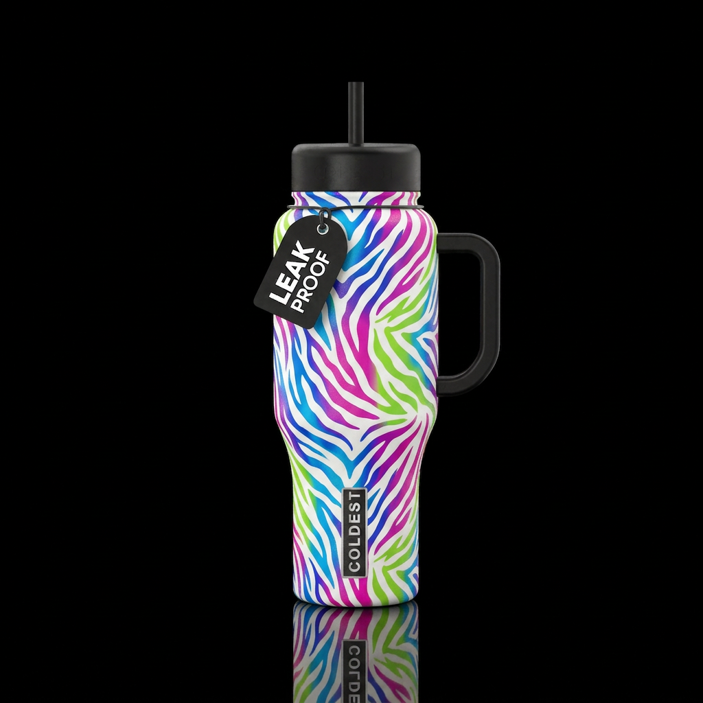Zebra print water bottle design