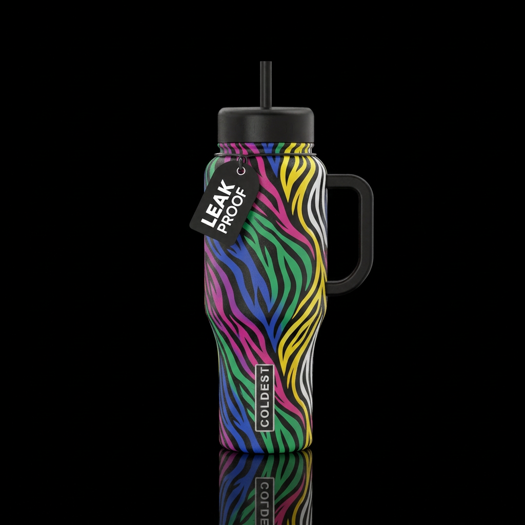 Zebra print water bottle design