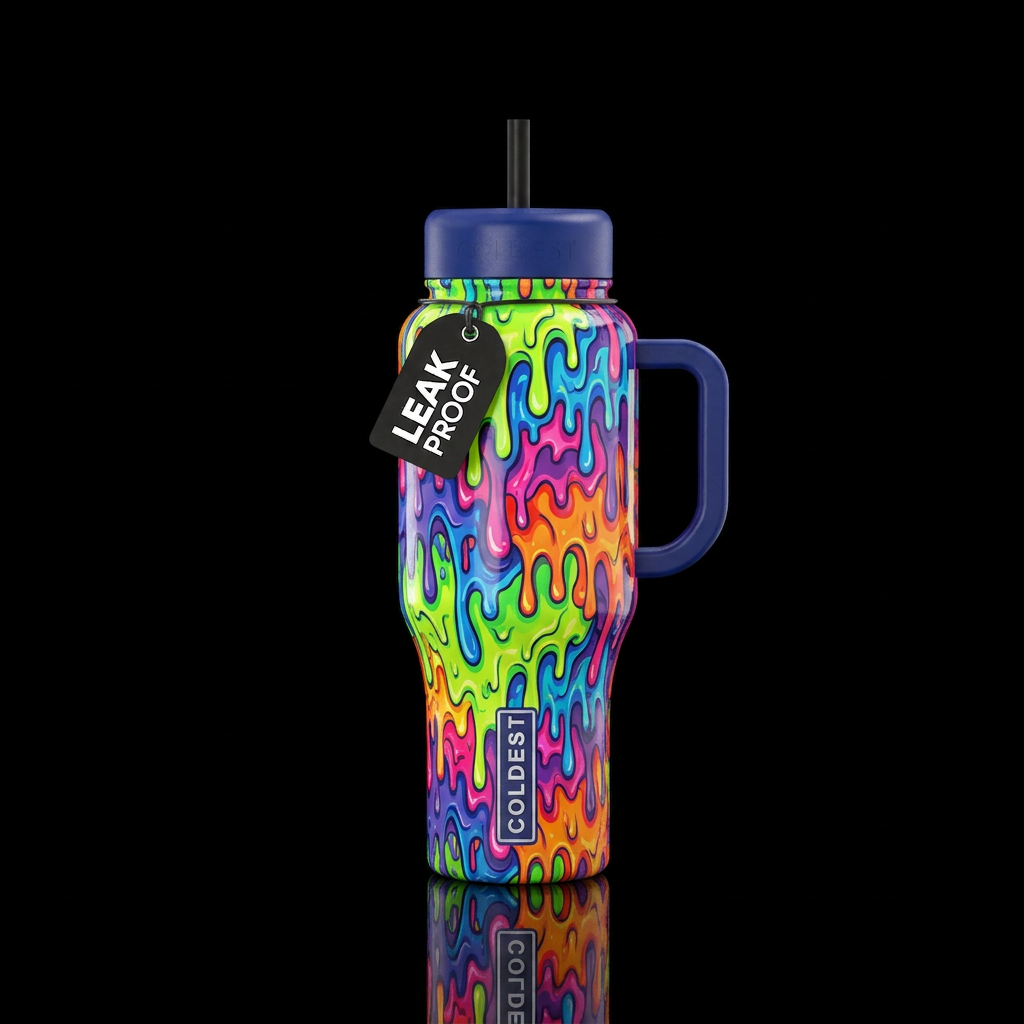 Colorful ooze explosion water bottle design