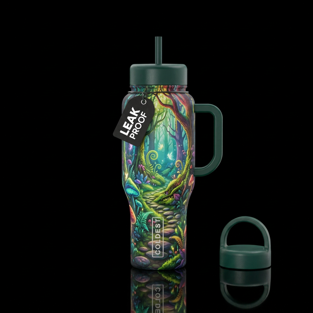 Fairytale forest water bottle design