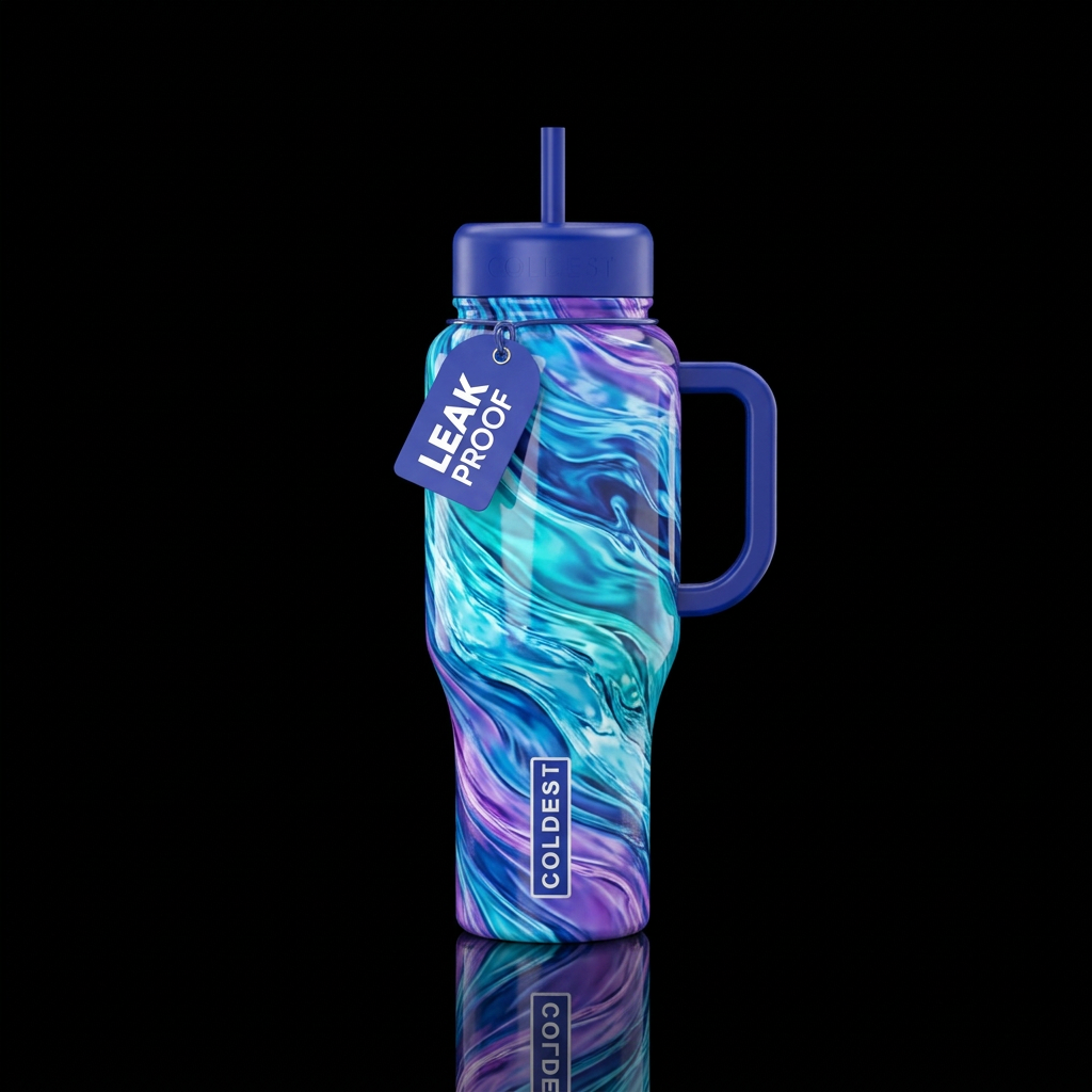 Colorful flowing water water bottle design