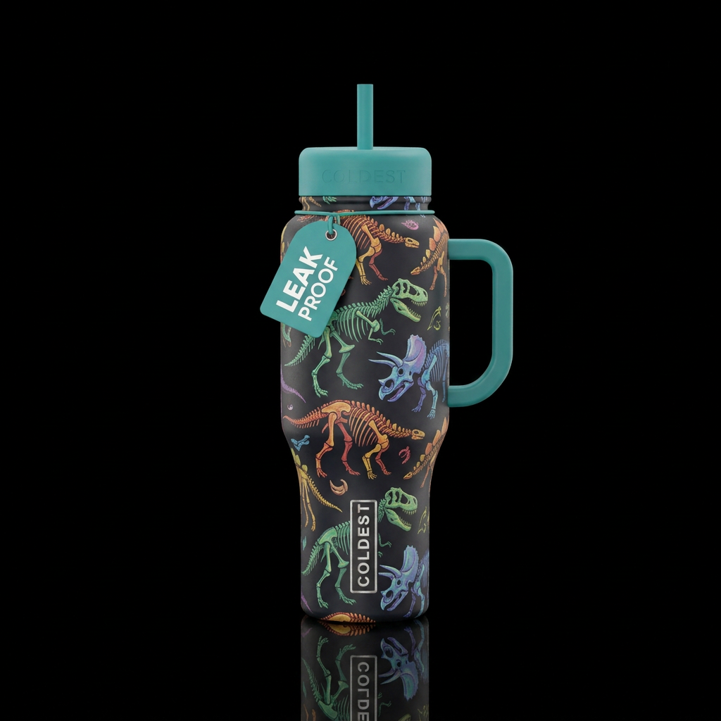 Dinosaur fossils water bottle design