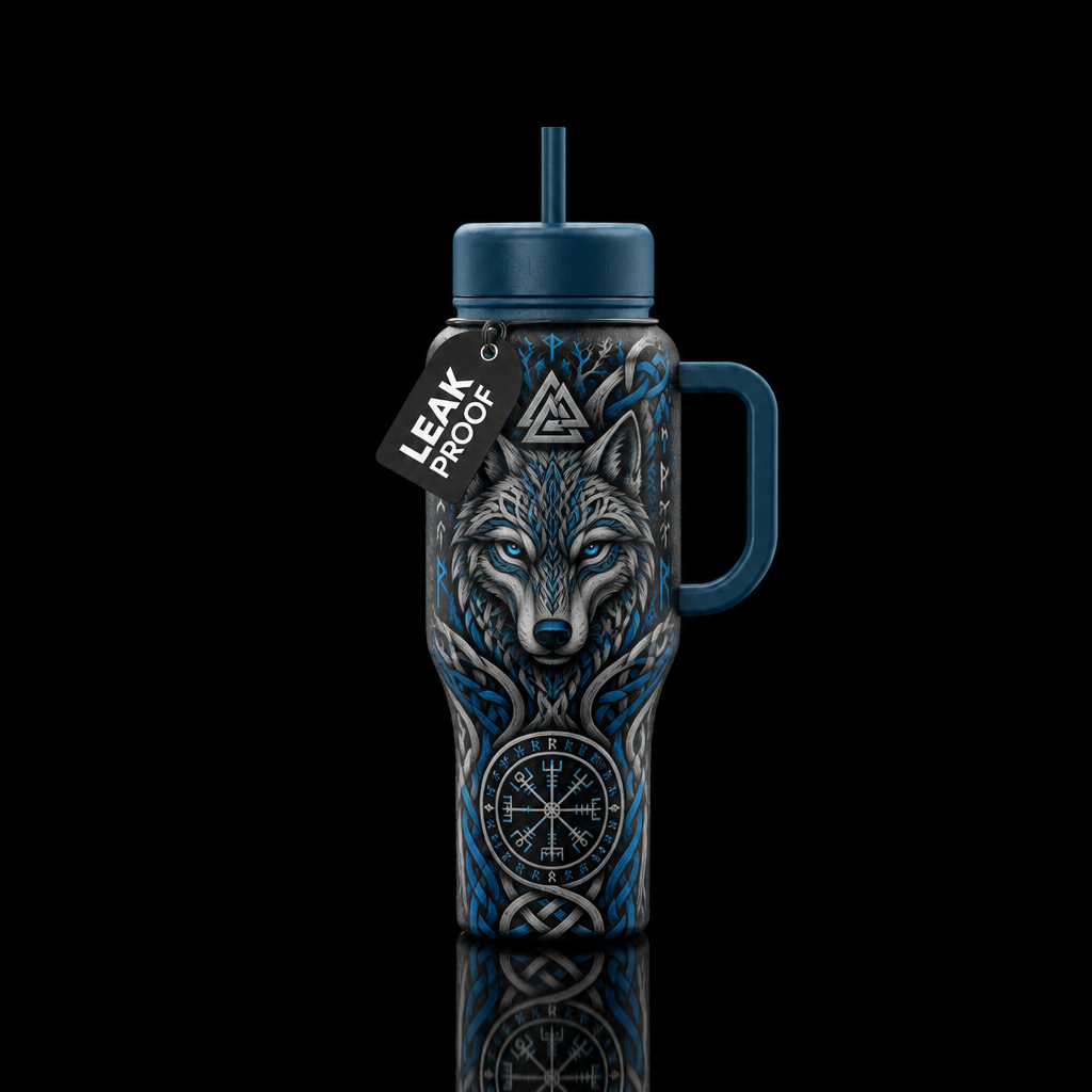 Norse mythology tribal water bottle design