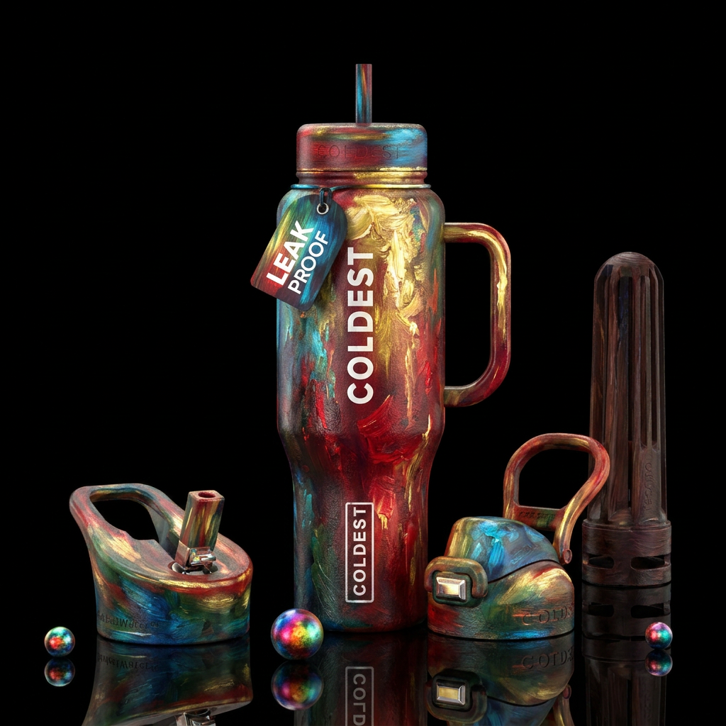 glowie, oil painted, european water bottle design