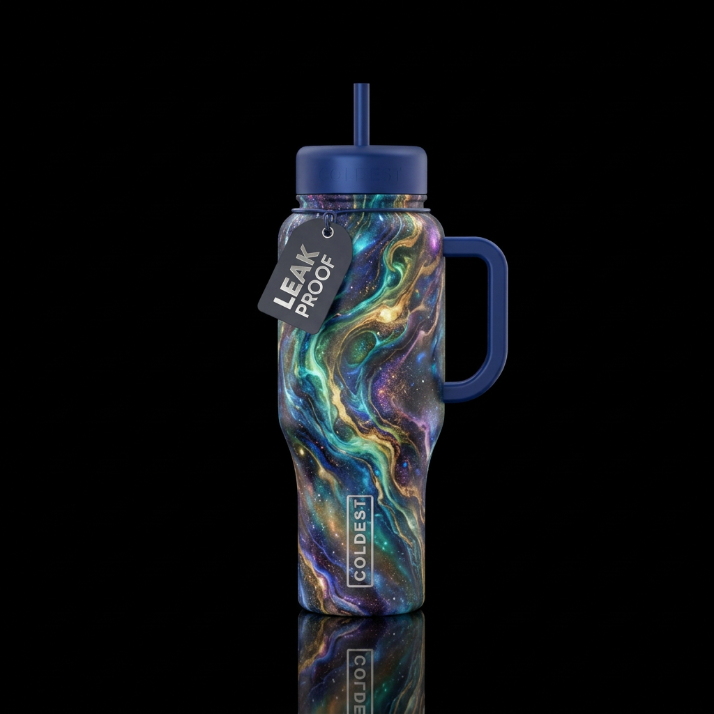 marble, swirls, glowie, luxurious water bottle design