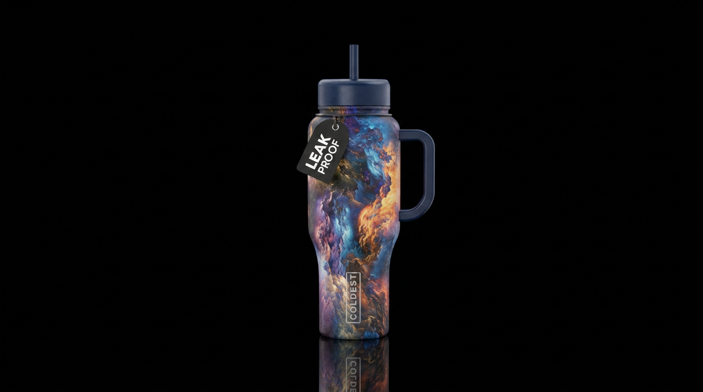 rugged, clouds, swirls water bottle design