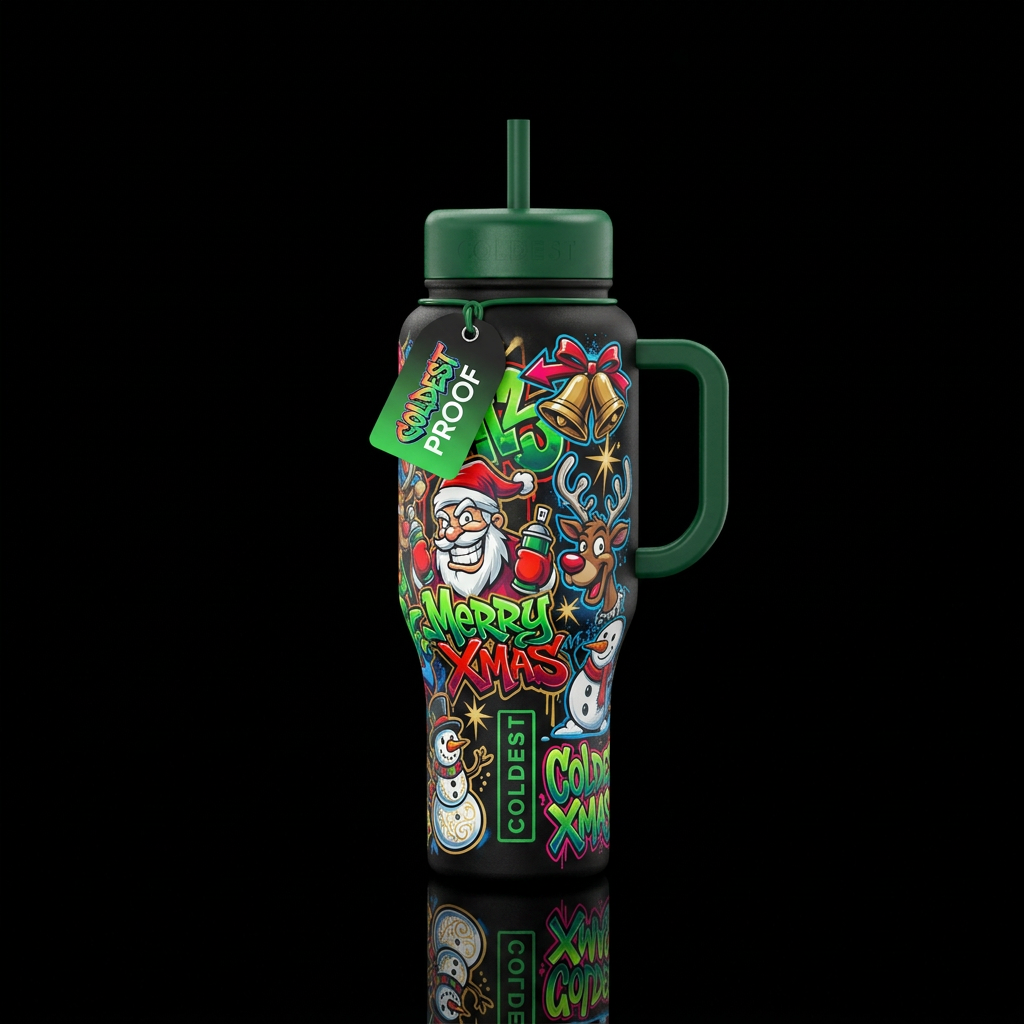 graffiti art, xmas cartoons water bottle design