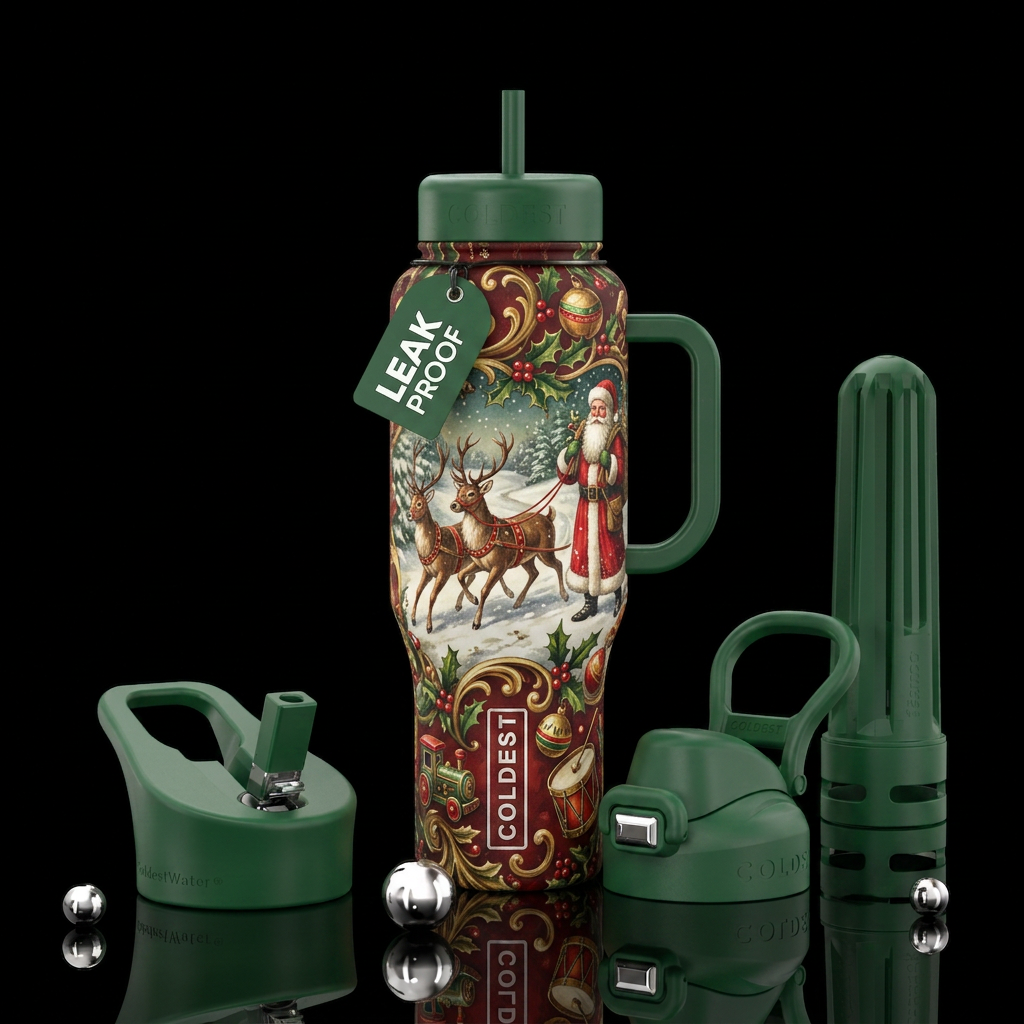 Christmas, nostalgia water bottle design