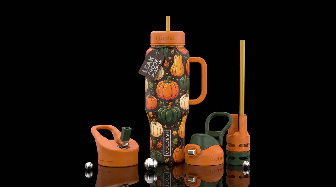 Pumpkin patch, cute water bottle design