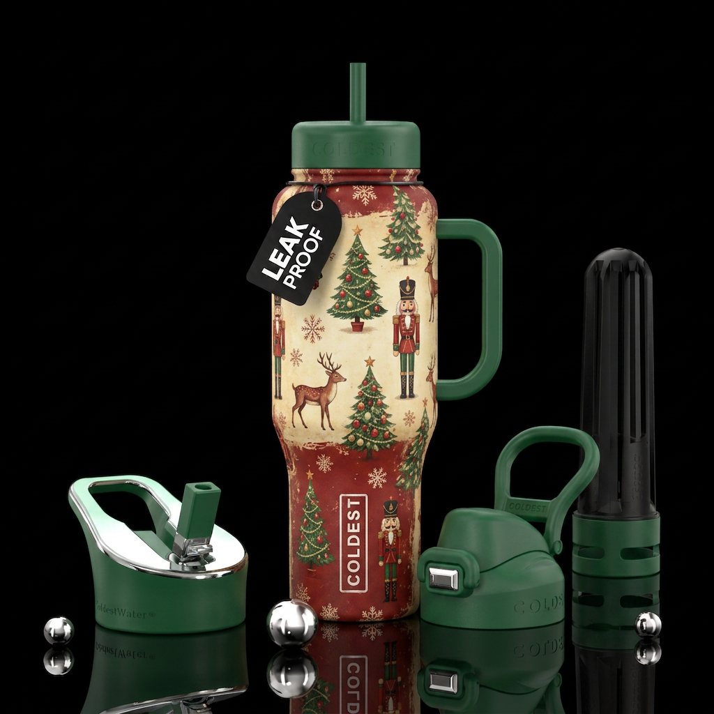 Nostalgic christmas, christmas water bottle design
