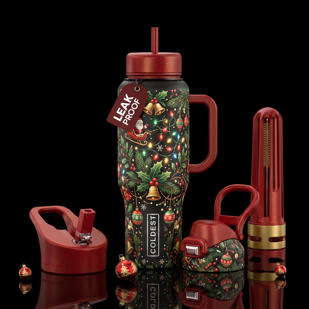 Christmas magic water bottle design