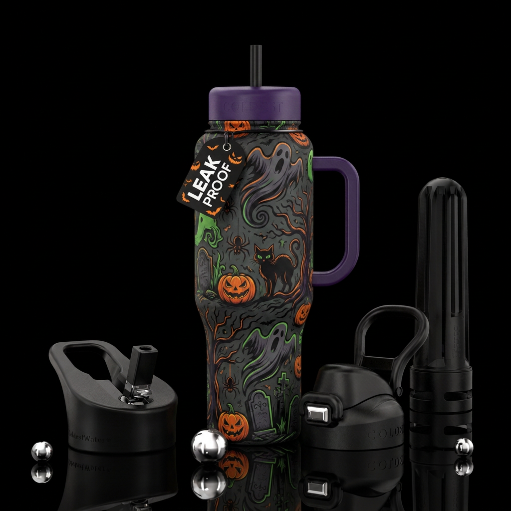 Spooky Halloween water bottle design