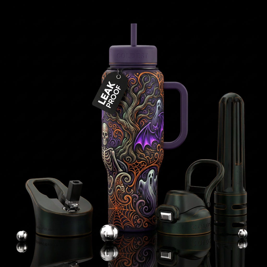 Halloween, eerie water bottle design