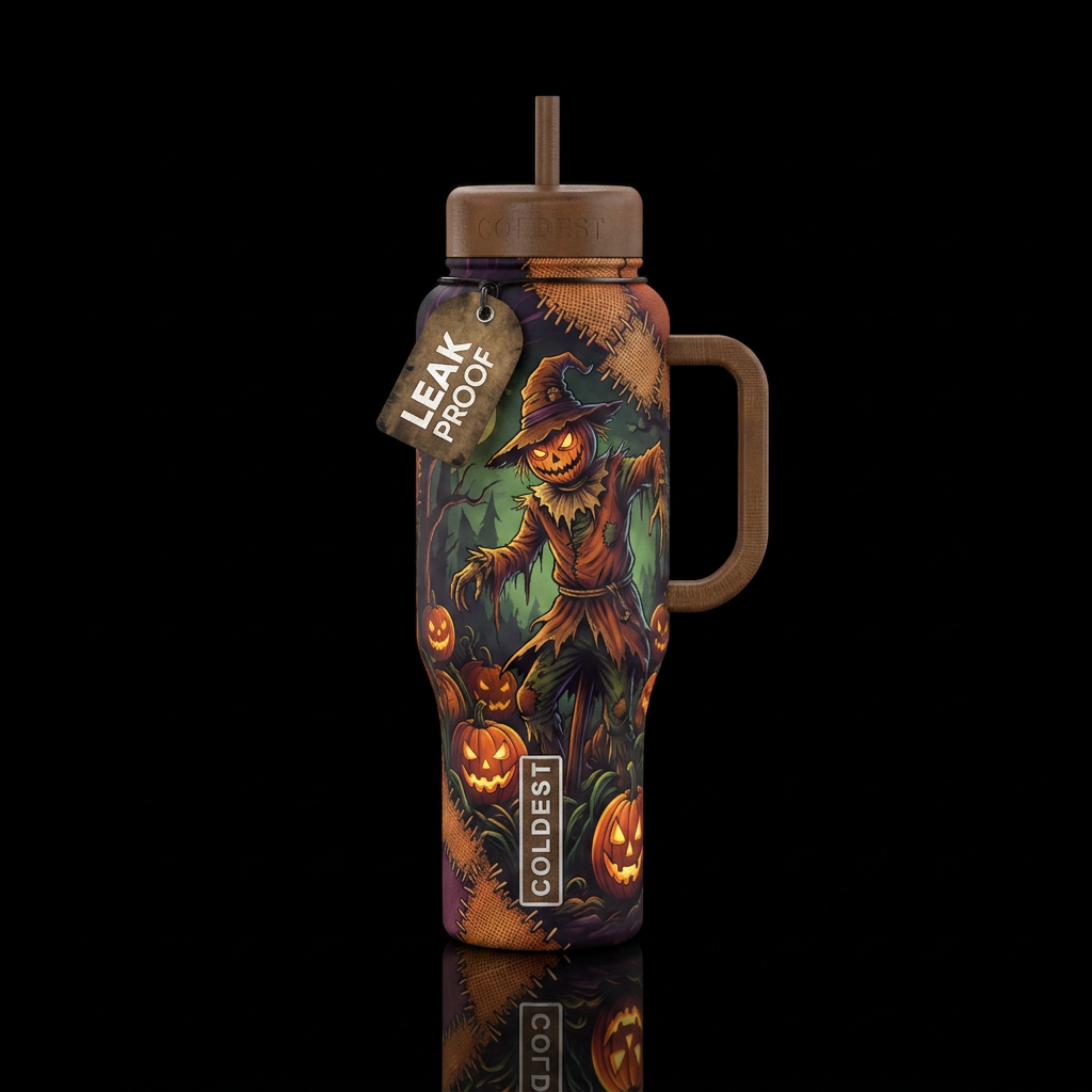 Halloween,  scarecrow, haunting water bottle design