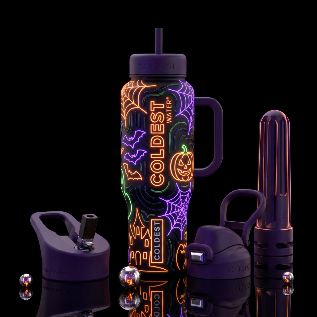 Halloween,  neon water bottle design