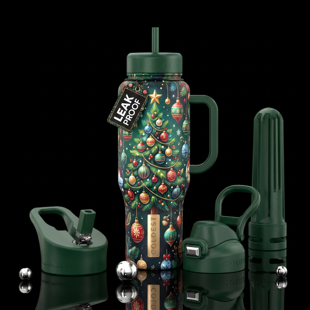 Christmas tree, Christmas, colorful water bottle design