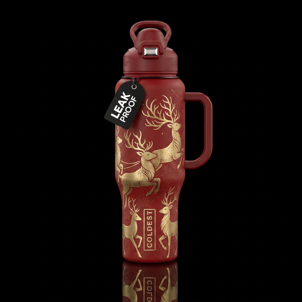 Christmas, reindeer water bottle design