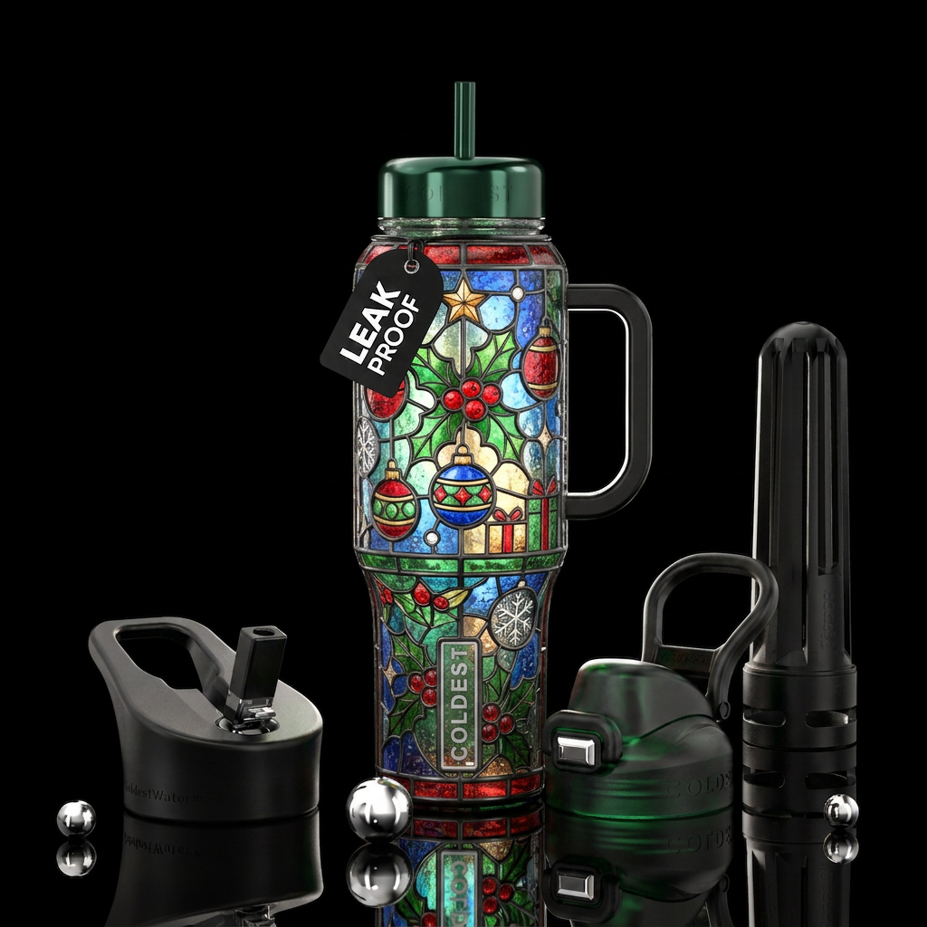 Stained glass, Christmas water bottle design