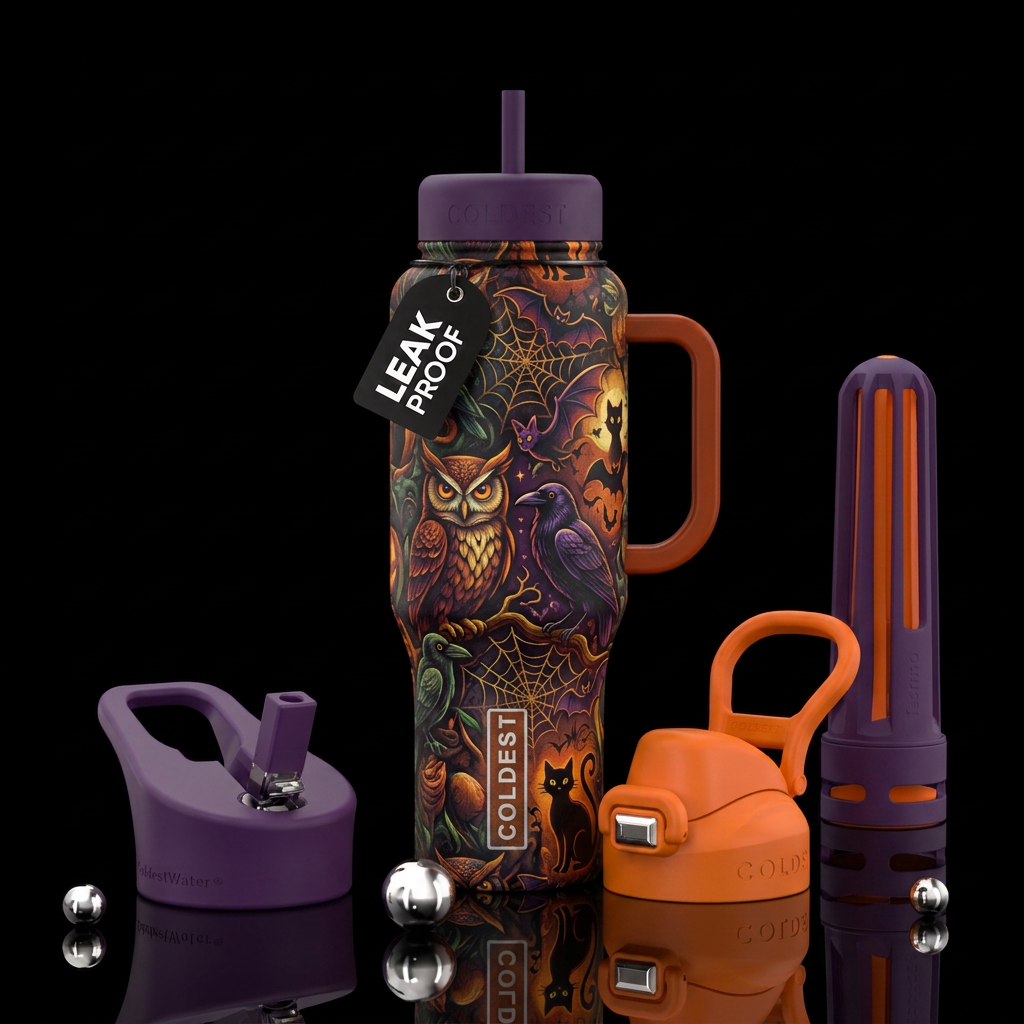 Halloween animals water bottle design